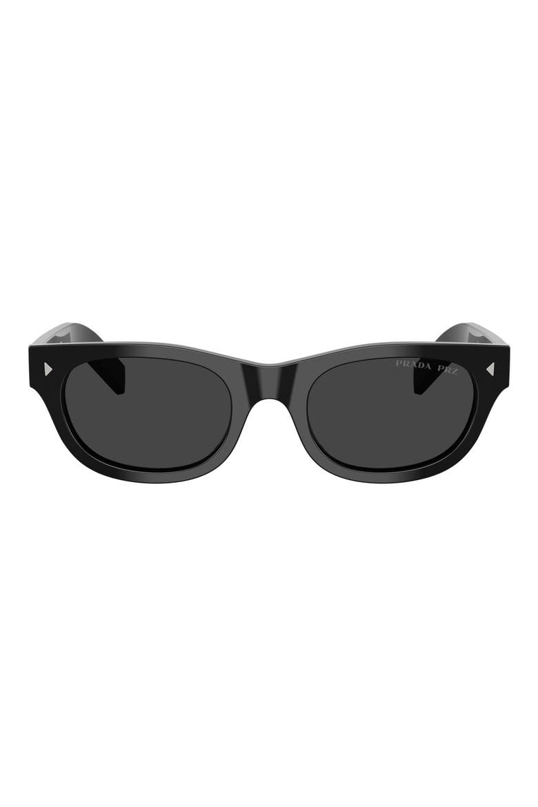 52mm Polarized Cat Eye Sunglasses, Main, color, BLACK / POLAR BLACK