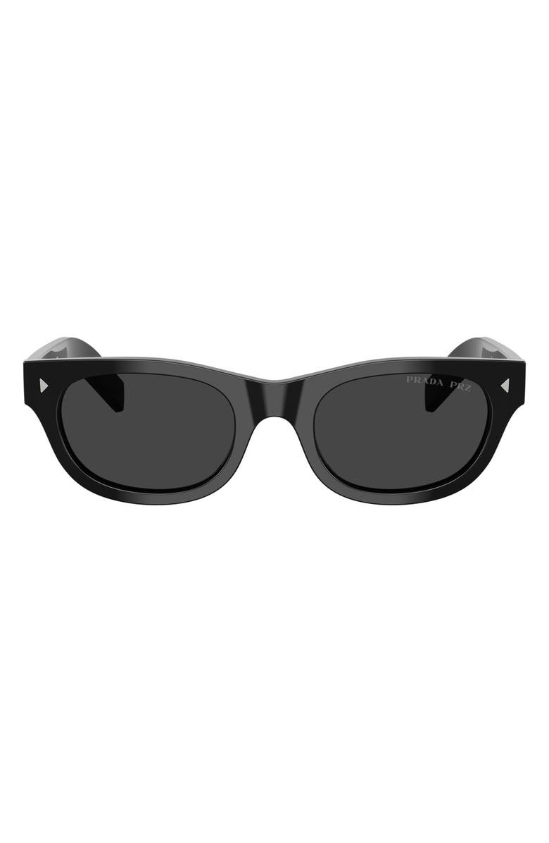 Prada 52mm Polarized Cat Eye Sunglasses, Main, color, Black / Polar Black