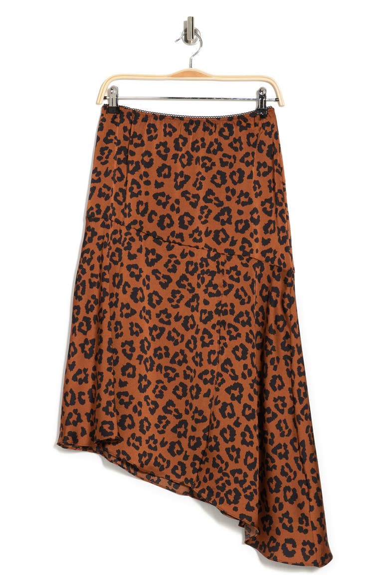 Leopard Print Asymmetrical Skirt, Alternate, color, BROWN ANIMAL