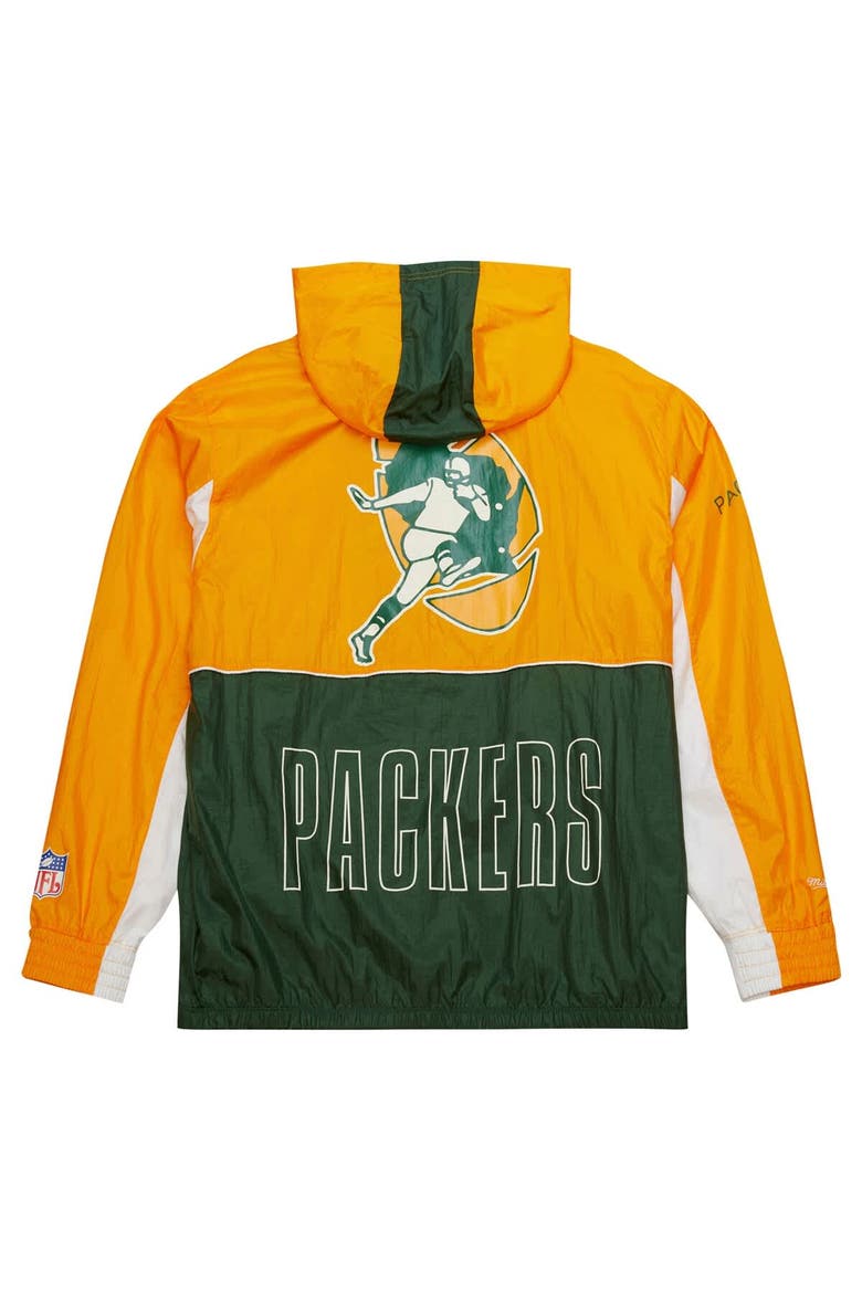 Men's Mitchell & Ness White Green Bay Packers Big Shot Premium Full-Zip Windbreaker, Alternate, color, White