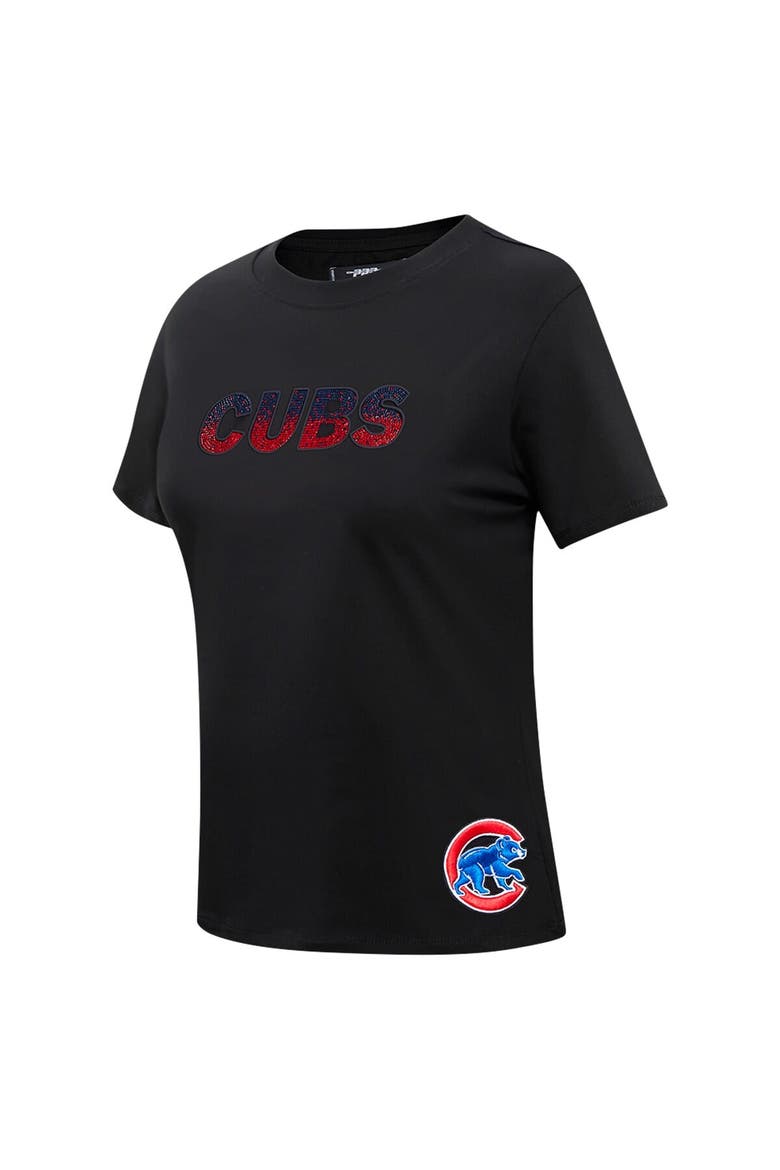Women's Pro Standard  Black Chicago Cubs Rhinestone Slim Fit T-Shirt, Alternate, color, Black