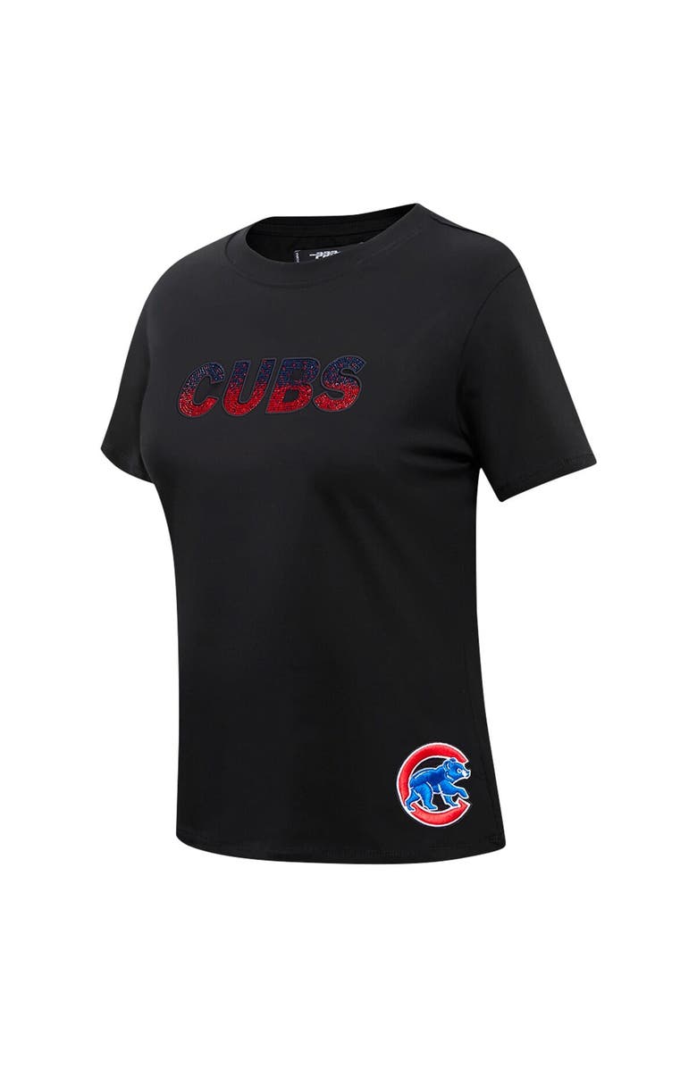 PRO STANDARD Women's Pro Standard Black Chicago Cubs Rhinestone Slim Fit T-Shirt, Alternate, color, Black
