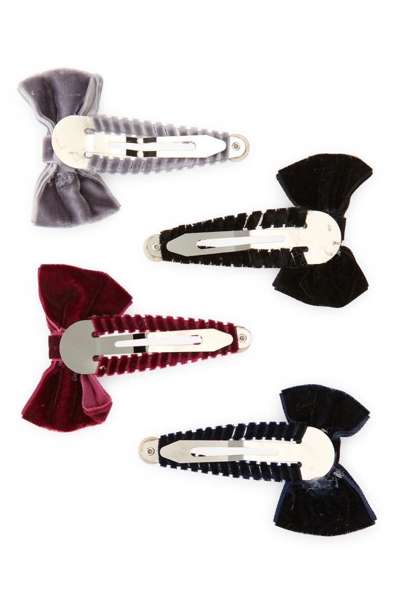 Tasha Assorted 4-Pack Velvet Hair Clips, Alternate, color, 