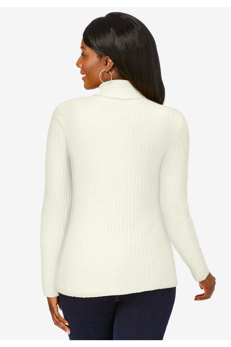 Ribbed Cotton Turtleneck Sweater, Alternate, color, IVORY