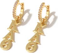 Color Shout Kappa Alpha Theta Greek Letter Huggie + Charm Earrings