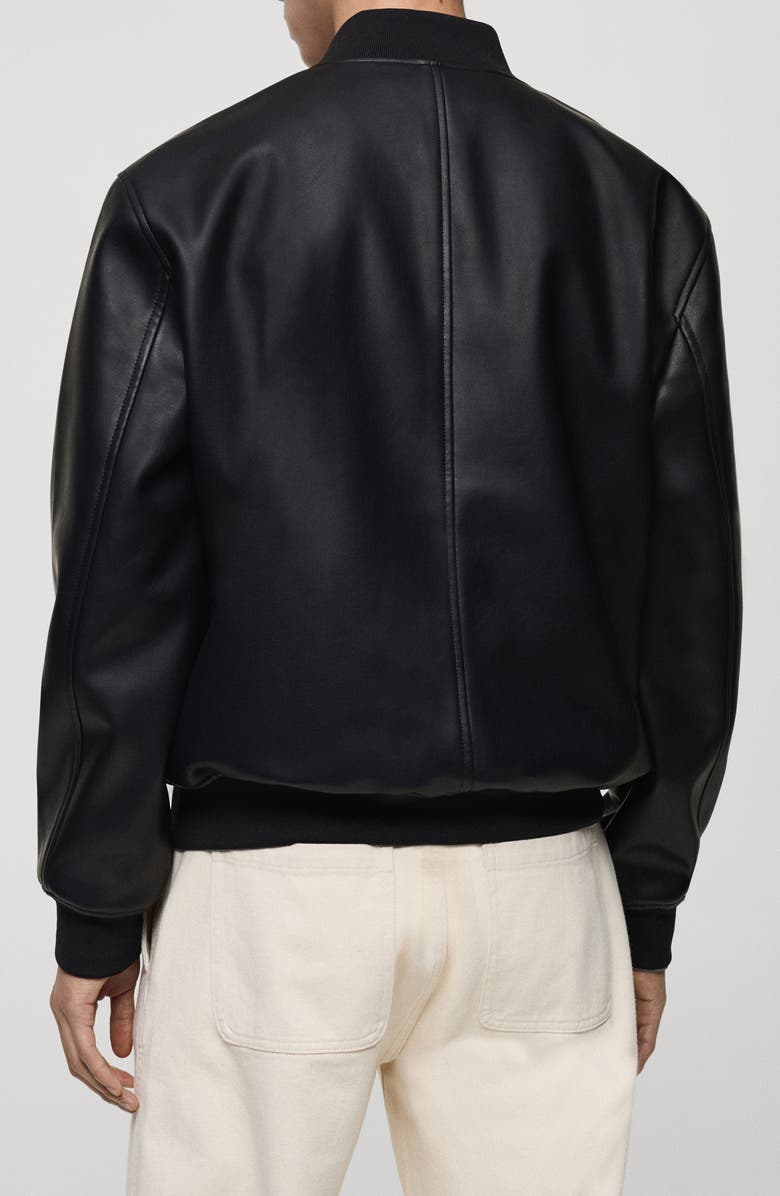 MANGO Faux Leather Bomber Jacket, Alternate, color, 