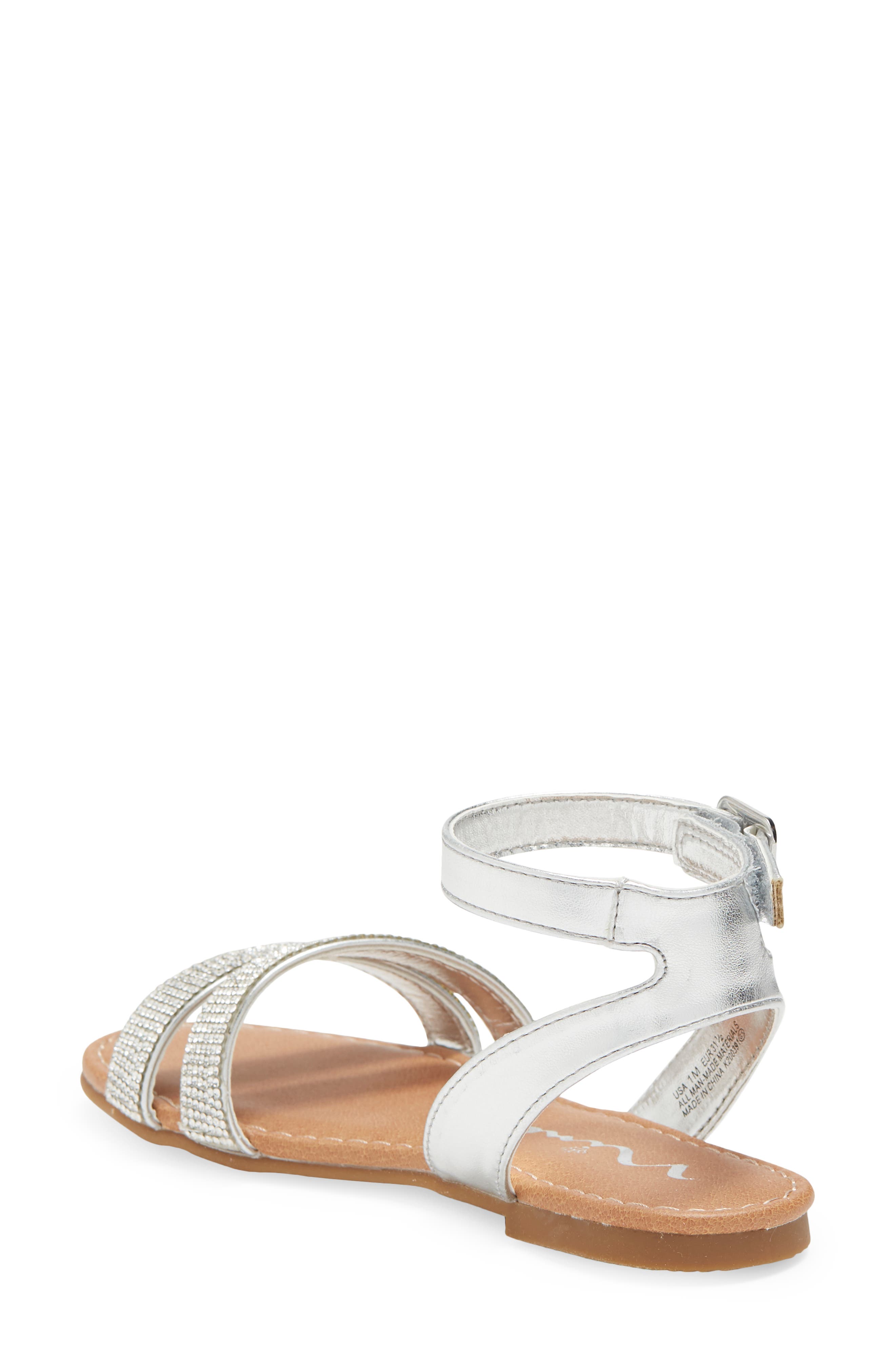 Nina Kids' Cameena Ankle Strap Sandal, Alternate, color, Silver Metallic