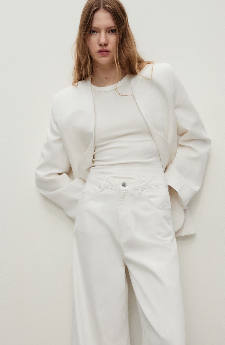 MANGO High Waist Wide Leg Jeans, Alternate, color, White