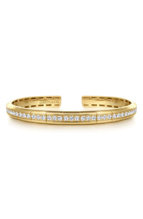 14K Gold Diamond Cuff Bangle