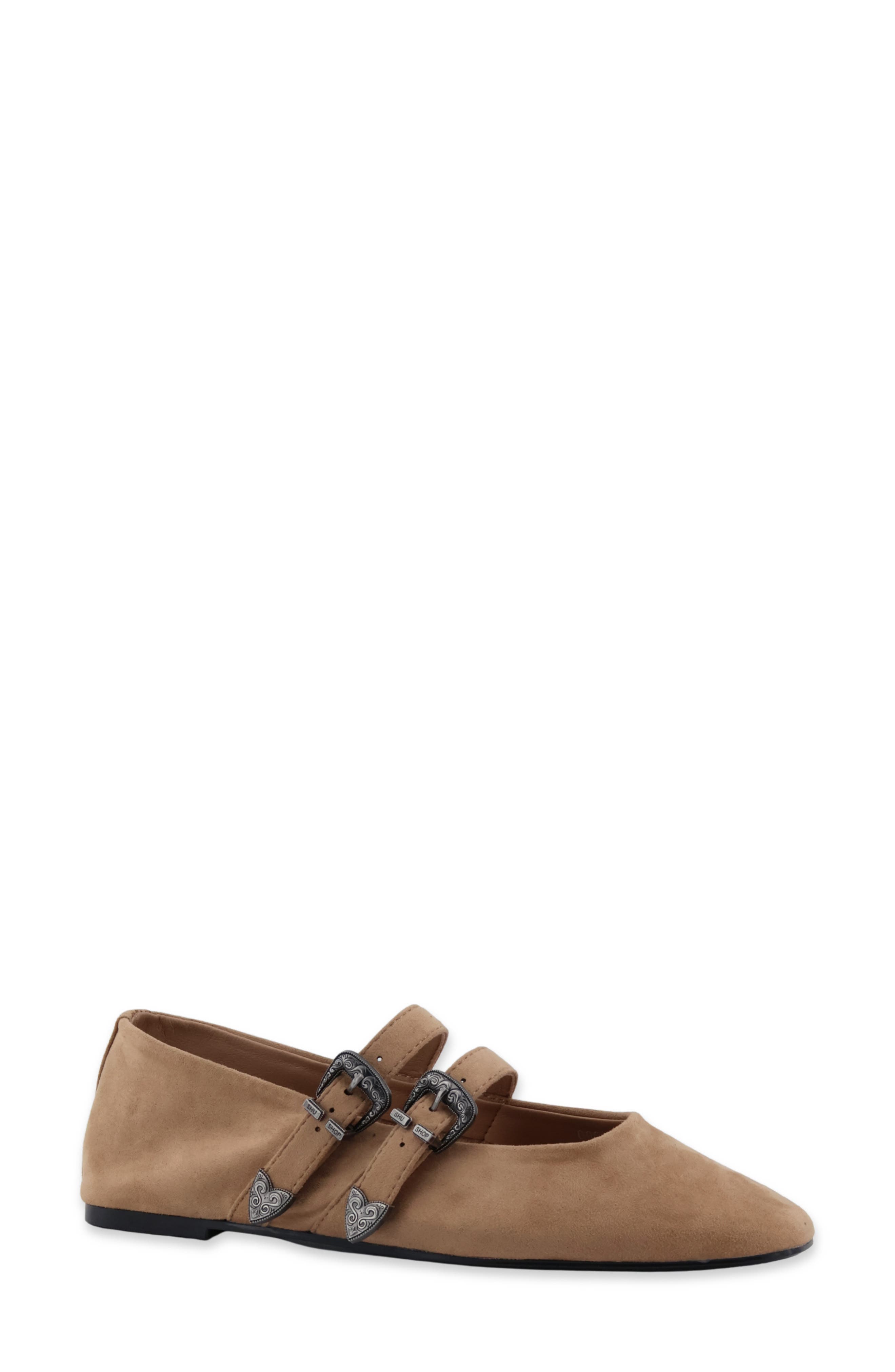 Albany Faux Leather Flat, Main, color, SAND SUEDE