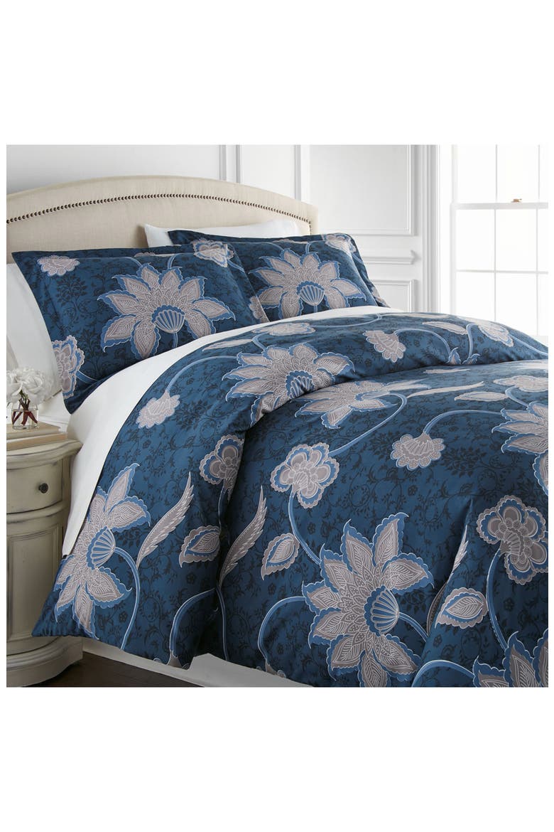 Luxury Premium Collection Oversized Duvet Cover Set, Main, color, GRAND FLOWER BLUE