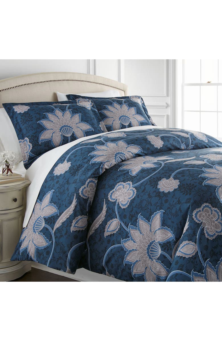 SOUTHSHORE FINE LINENS Luxury Premium Collection Oversized Duvet Cover Set, Main, color, Grand Flower Blue