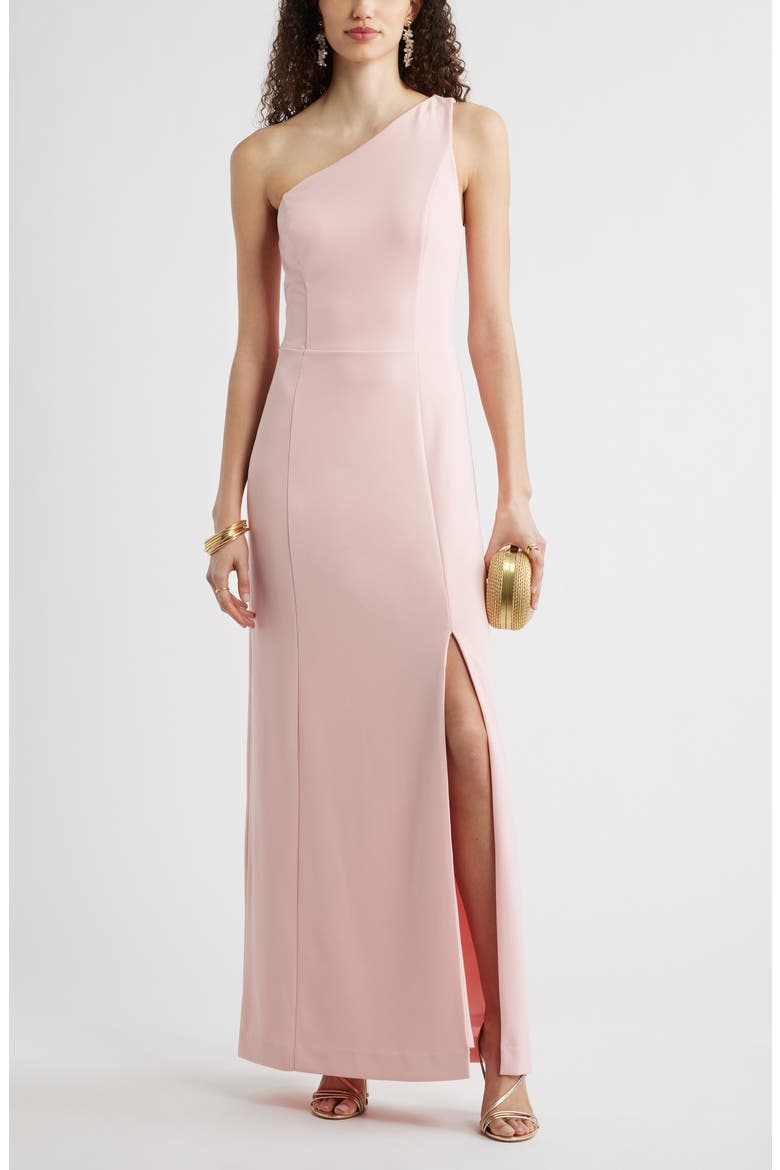 One-Shoulder Maxi Cocktail Dress, Main, color, PINK POWDER