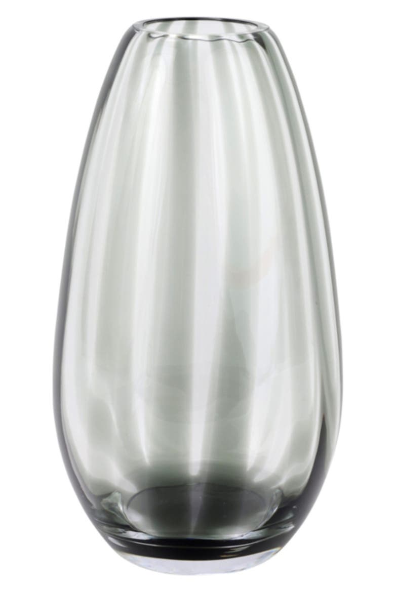 Bolla Pleated Glass Medium Vase, Main, color, GREY