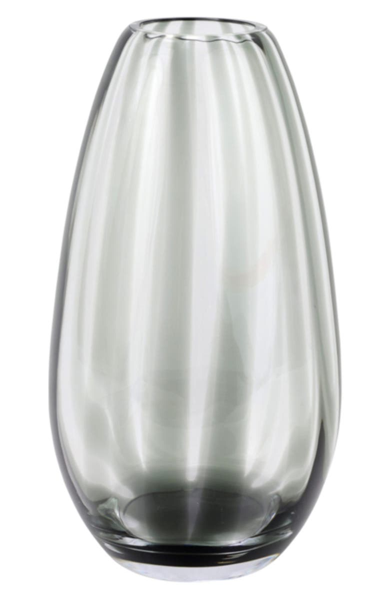 VIETRI Bolla Pleated Glass Medium Vase, Main, color, Grey