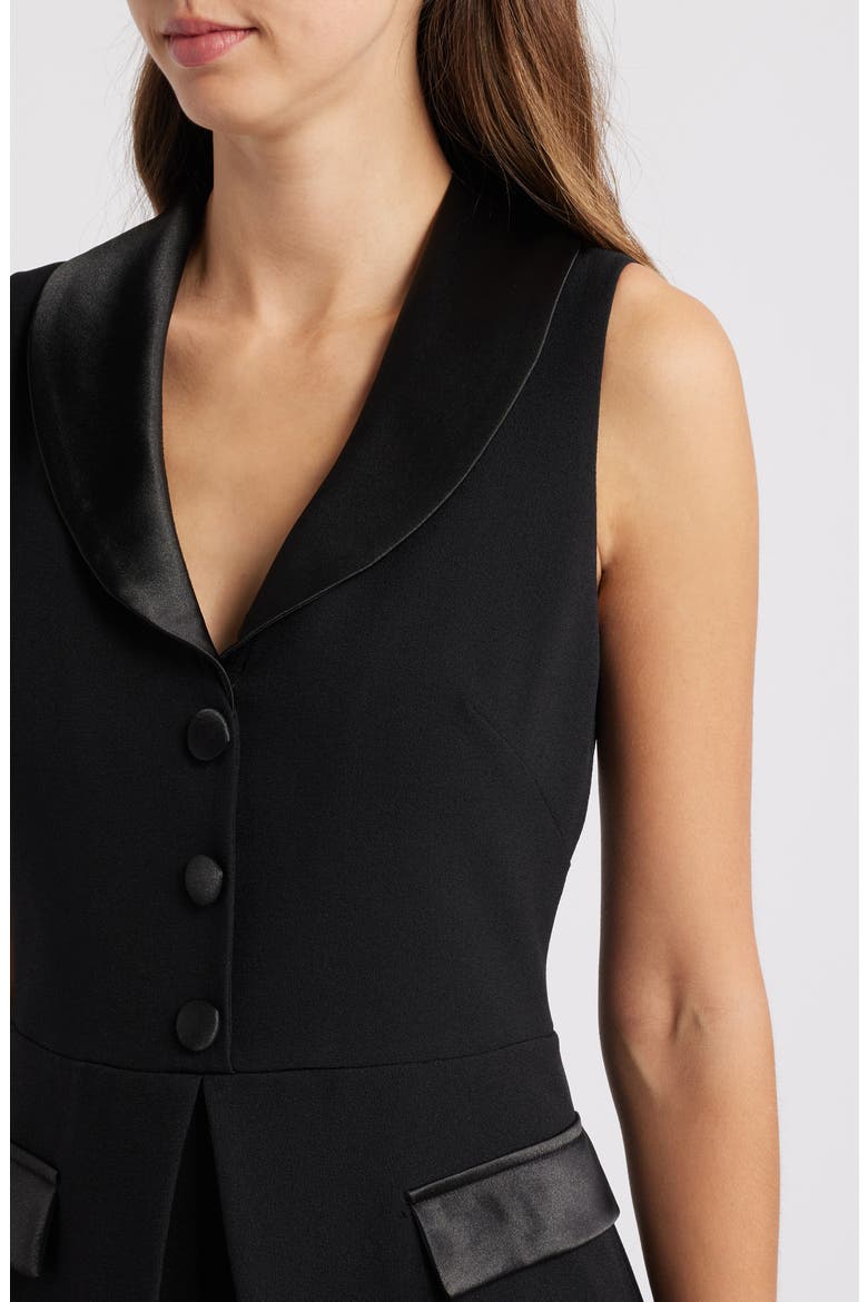Sleeveless Peplum Waistcoat Jumpsuit, Alternate, color, BLACK