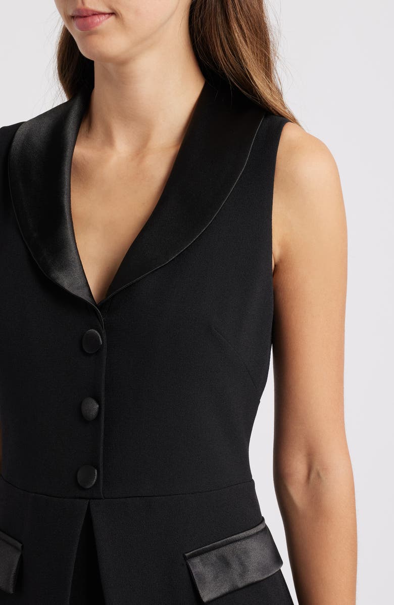 Eliza J Sleeveless Peplum Waistcoat Jumpsuit, Alternate, color, Black