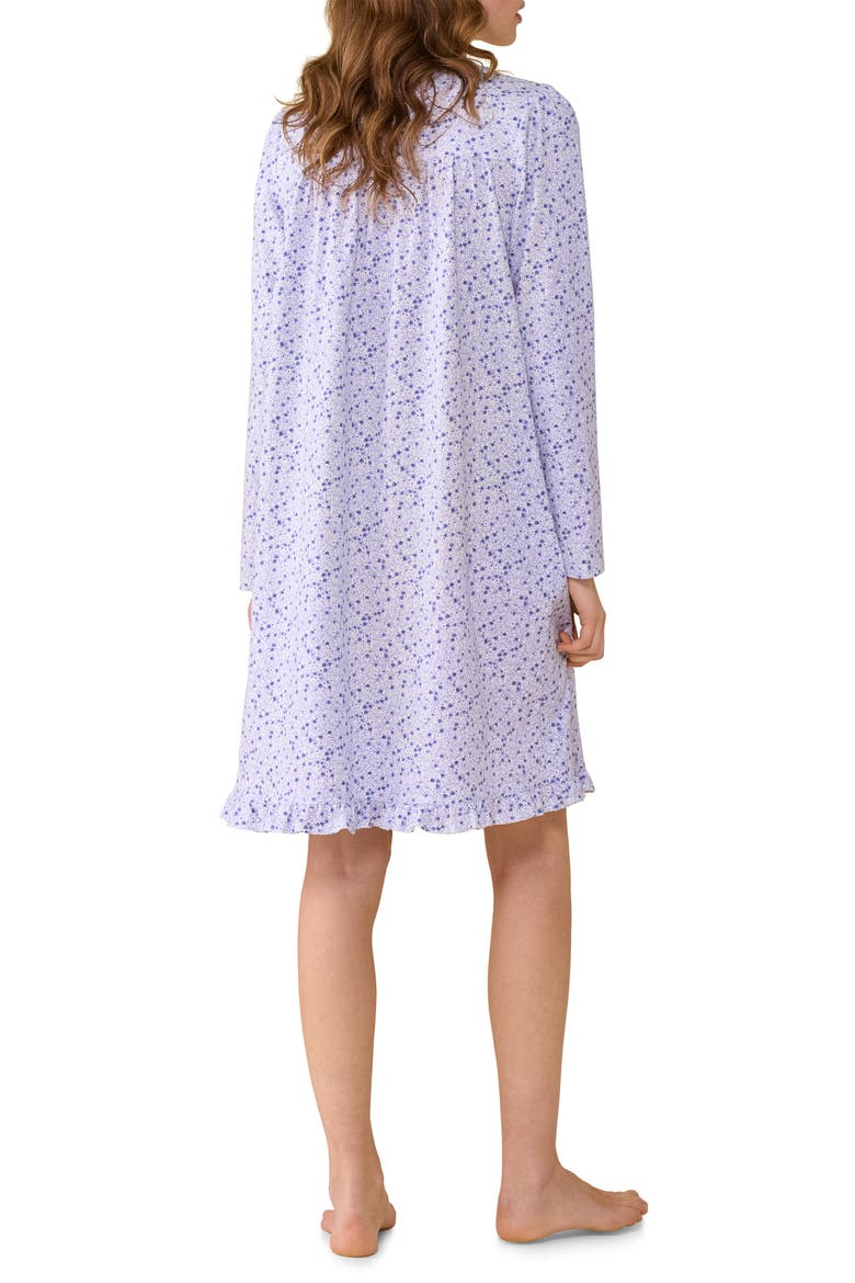 Print Long Sleeve Cotton Nightgown, Alternate, color, BLUE/FLORAL