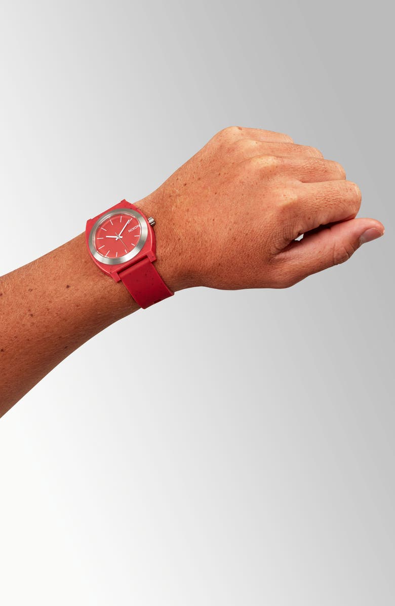 Nixon Time Teller OPP Silicone Strap Watch, 39.5mm, Alternate, color, Red