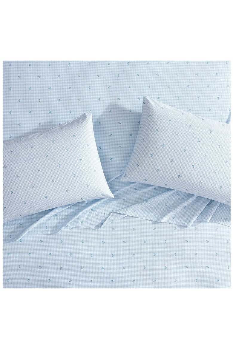 Turtle Gingham 3-Piece Cotton Sheet Set, Alternate, color, PASTEL BLUE