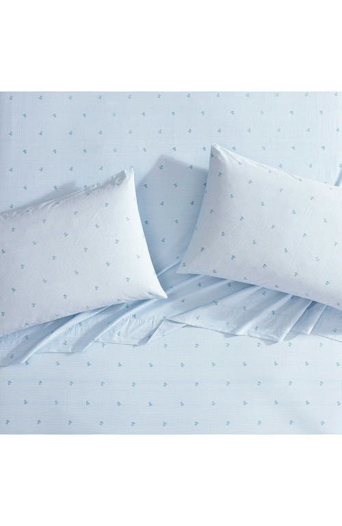Laura Ashley Turtle Gingham 3-piece Cotton Sheet Set In Pastel Blue