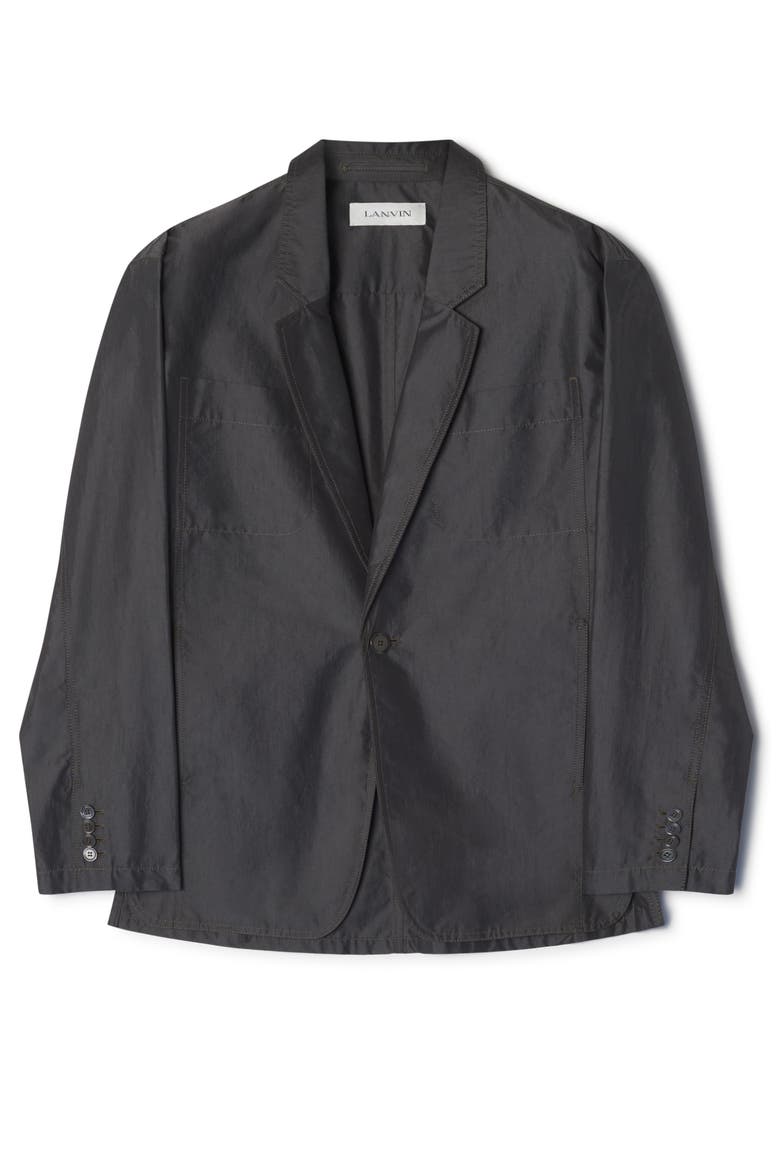 Black Loose-Fit Chambray Jacket, Alternate, color, Gray, Black