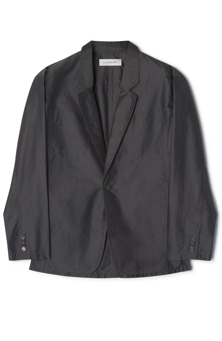 Lanvin Black Loose-Fit Chambray Jacket, Alternate, color, Gray, Black