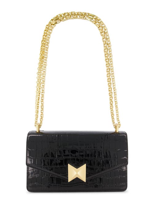 MAC DUGGAL MAC DUGGAL GOLD PLATED HARDWARE CROCODILE LEATHER SHOULDER BAG