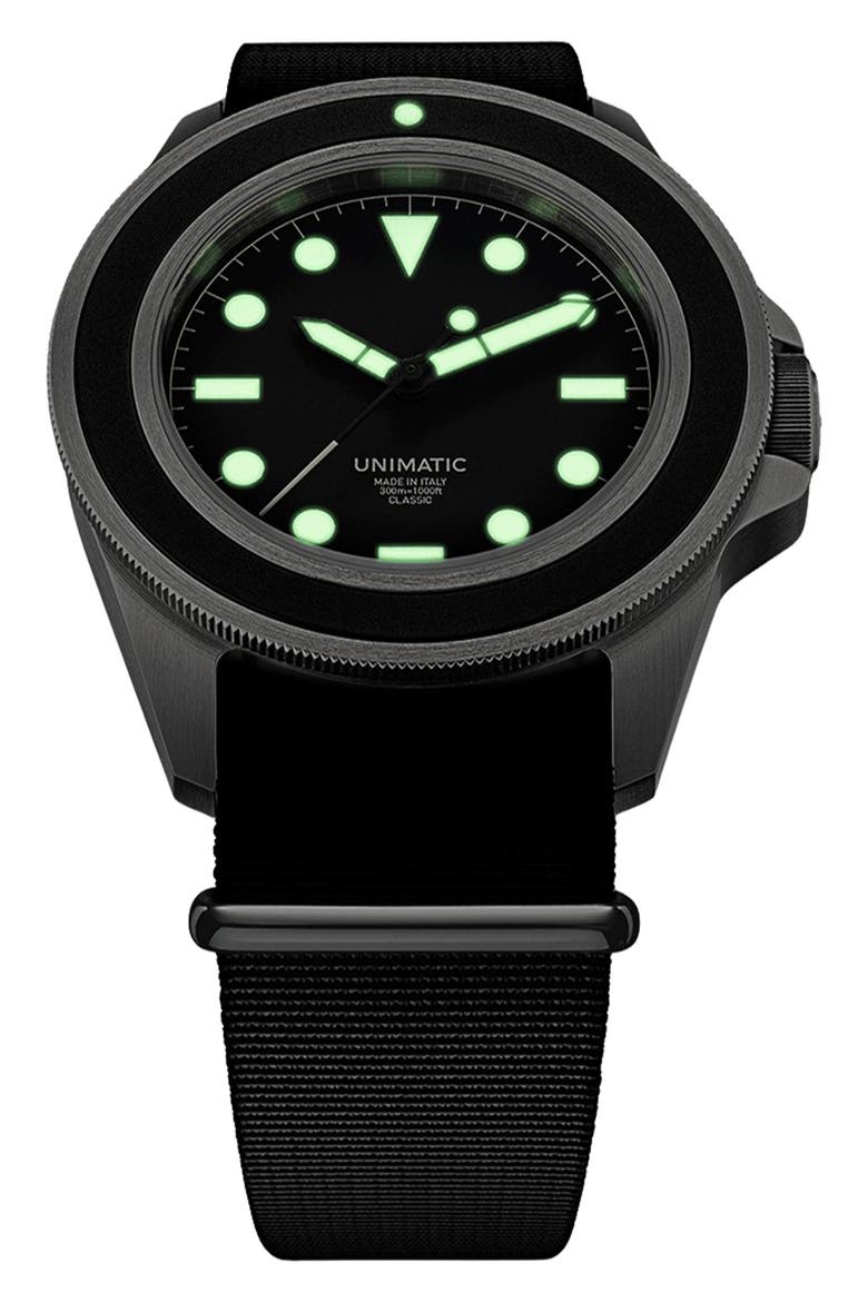 U1 Classic NATO Strap Watch, 41.5mm, Alternate, color, BLACK STEEL