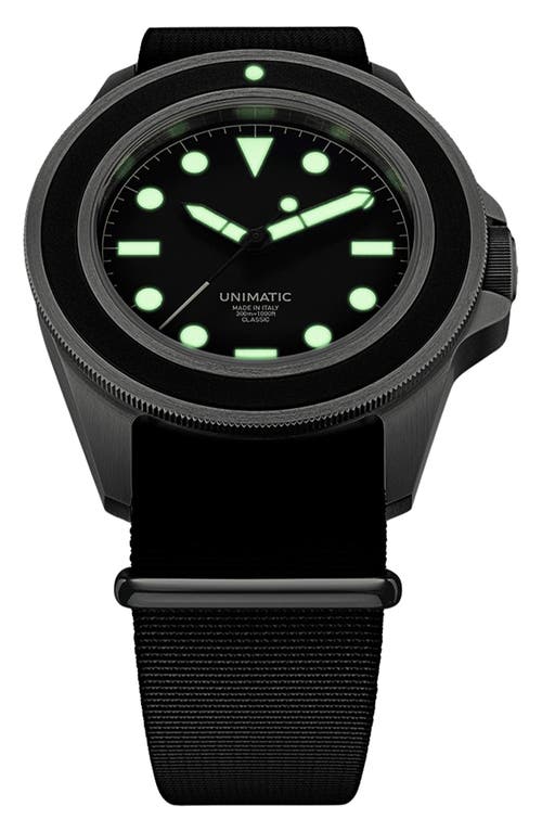Unimatic U1 Classic Nato Strap Watch, 41.5mm In Black Steel