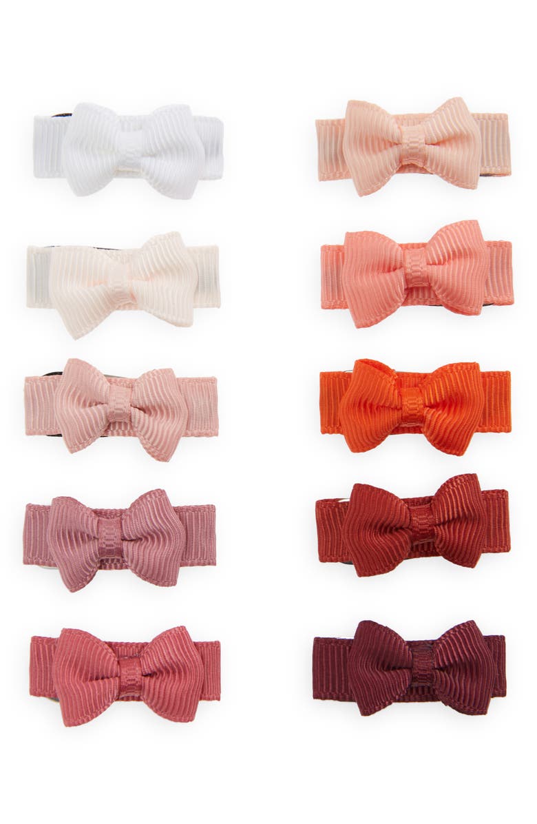 BABY WISP 10-Pack Clip-On Hair Bows, Alternate, color, 