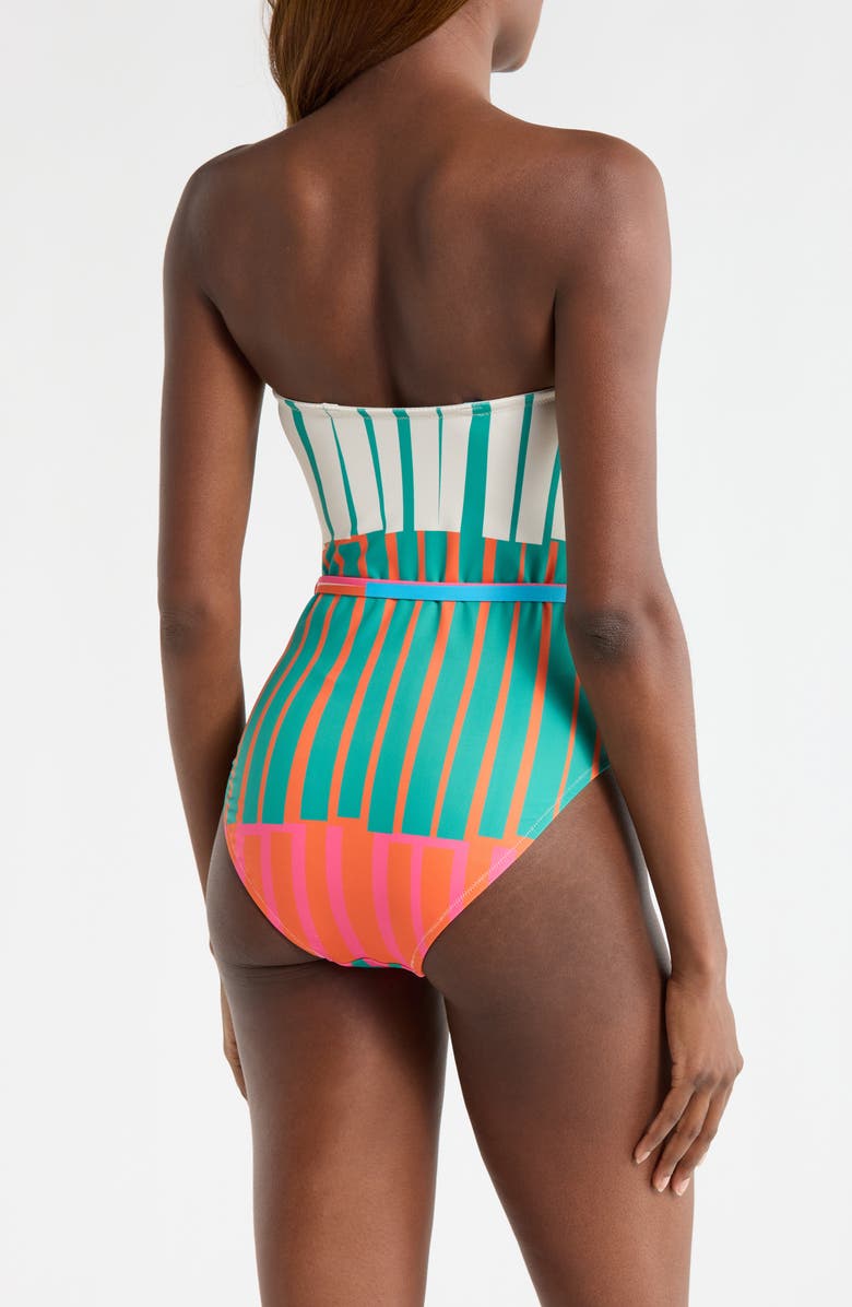 Hutch Chain Belt One-Piece Swimsuit, Alternate, color, Fuchsia Stripes