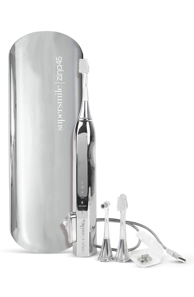 Supersmile Zina45 Sonic Pulse Toothbrush + travel case, Alternate, color, Chromse Silver