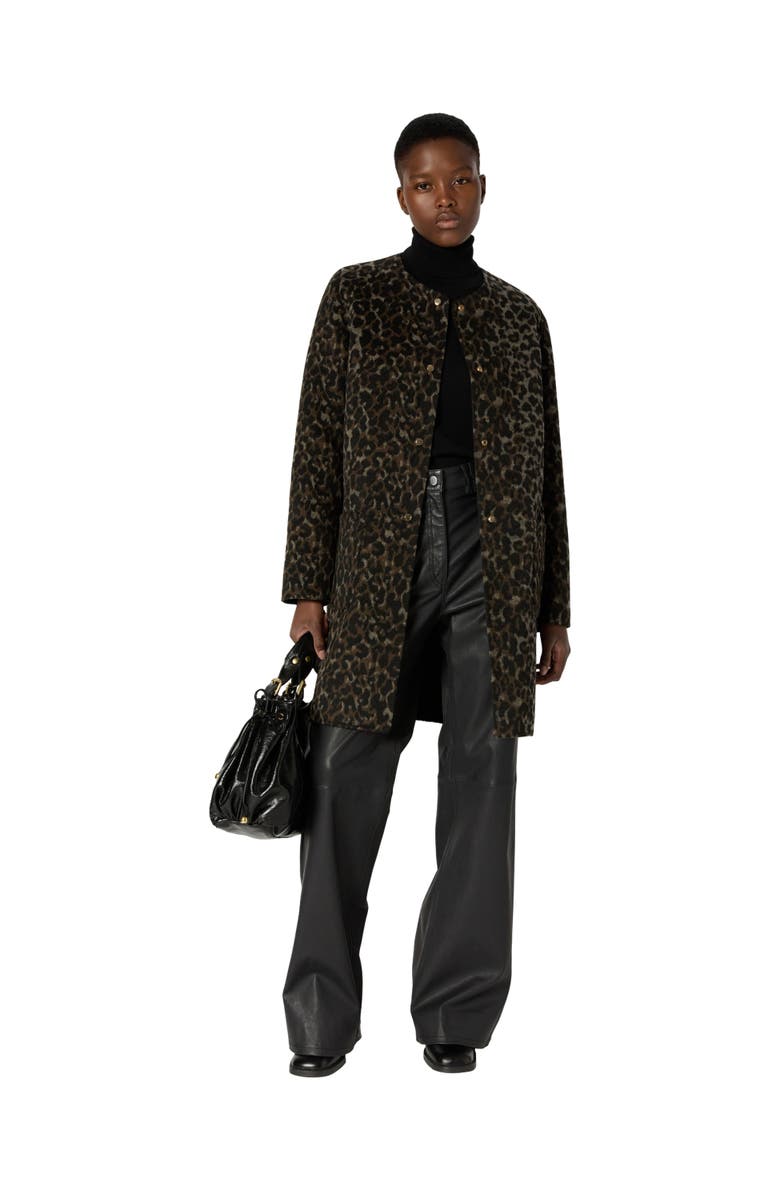 GERARD DAREL Matilda Collarless Reversible Coat, Alternate, color, Brown