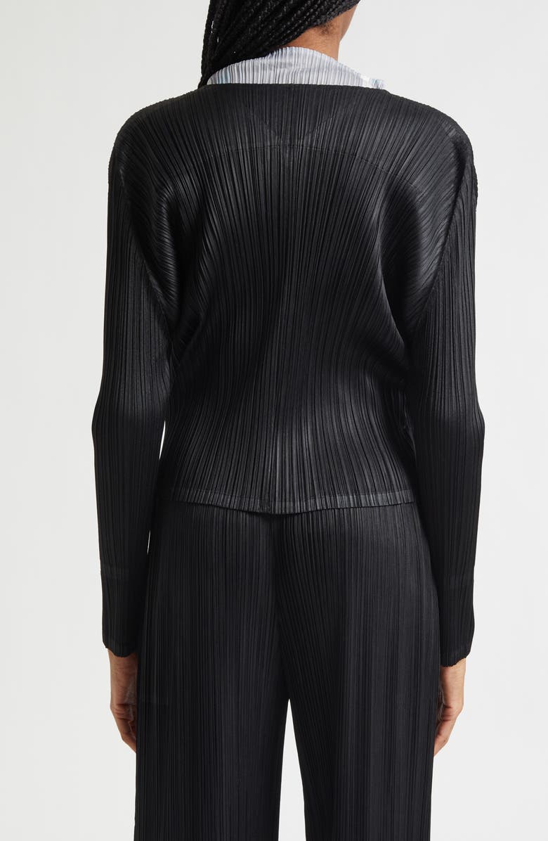 Pleats Please Issey Miyake Facade Pleated Wrap Top, Alternate, color, Black