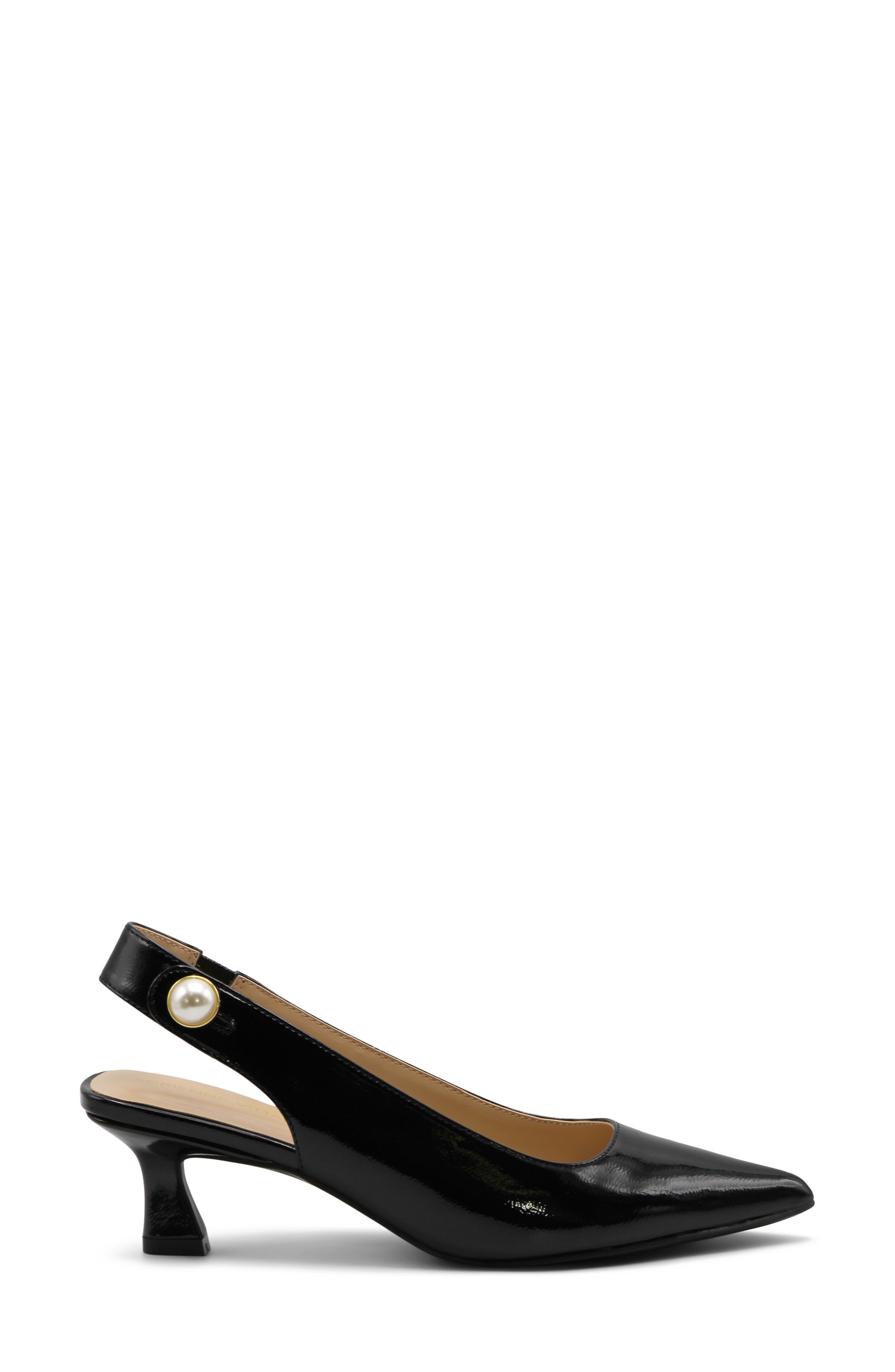 Adrienne Vittadini Sagan Pointed Toe Slingback Pump, Alternate, color, Black Patent