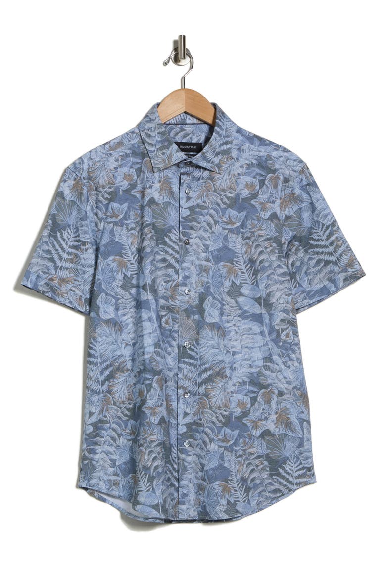 Short Sleeve Button-Up Shirt, Alternate, color, DUSTY BLUE