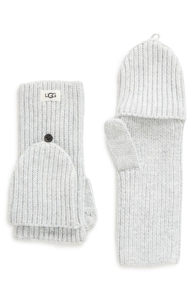 UGG<sup>®</sup> Cozy Knit Flip Top Mittens, Main, color, Greyheather