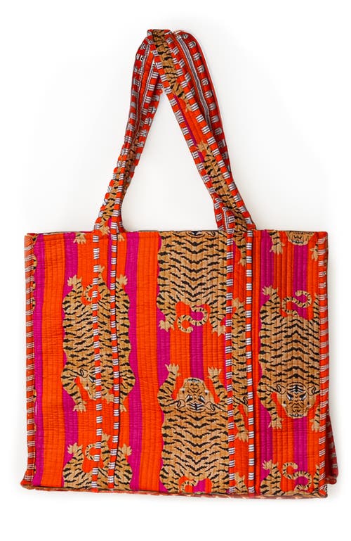 Verve Culture Quilted Feline Tote in Orange 