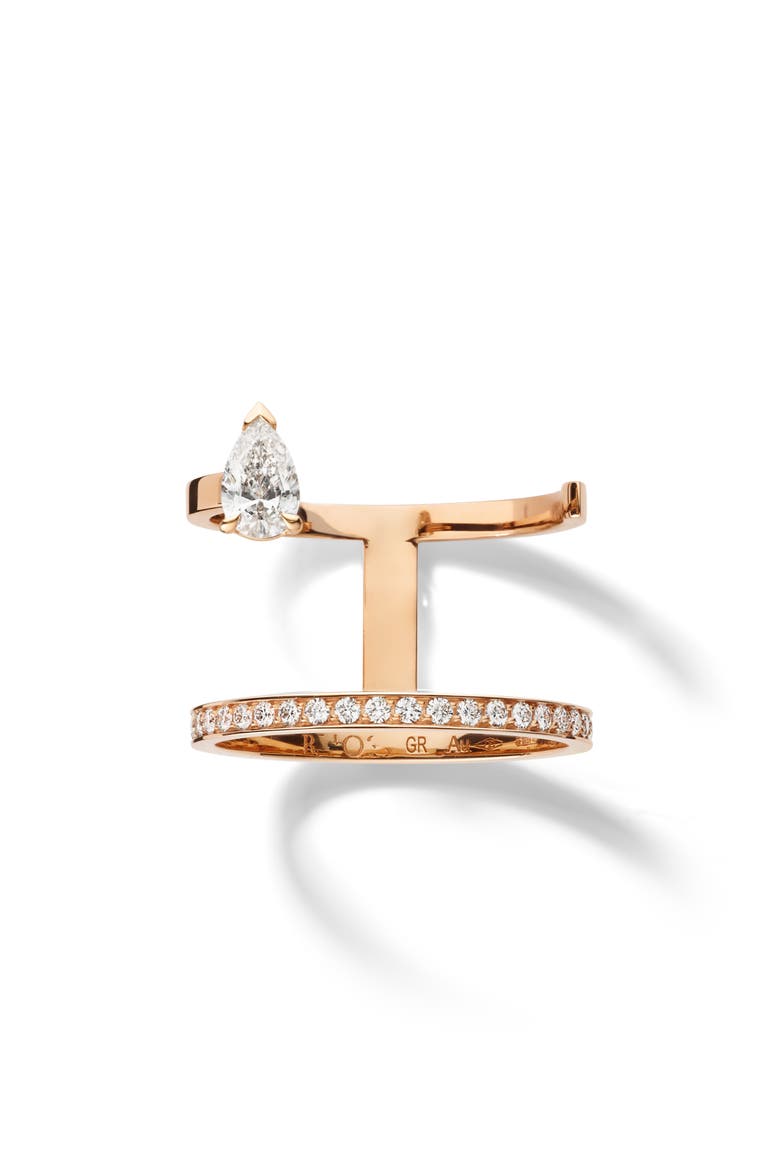 Serti sur Vide 2-Row Pear-Cut Diamond Ring, Main, color, ROSE GOLD