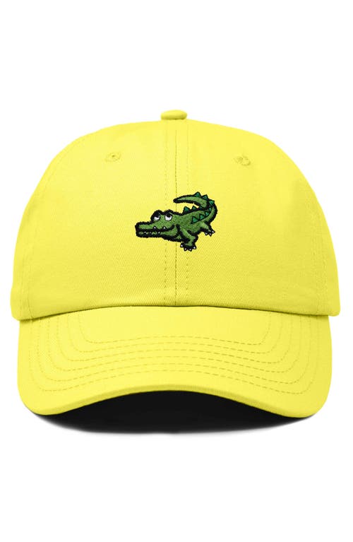 Dalix Alligator Embroidered Wildlife Cap In Yellow