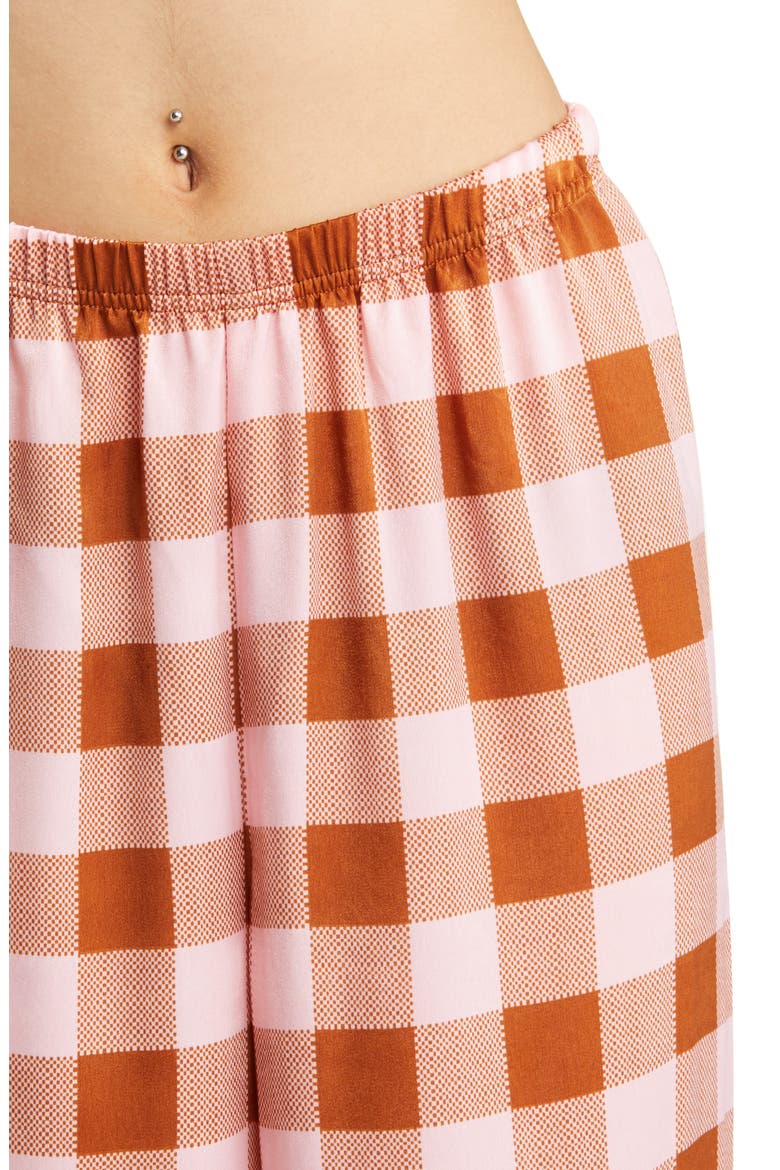 Satin Pajama Set, Alternate, color, BROWN BUCKTHORN SANDY PLAID
