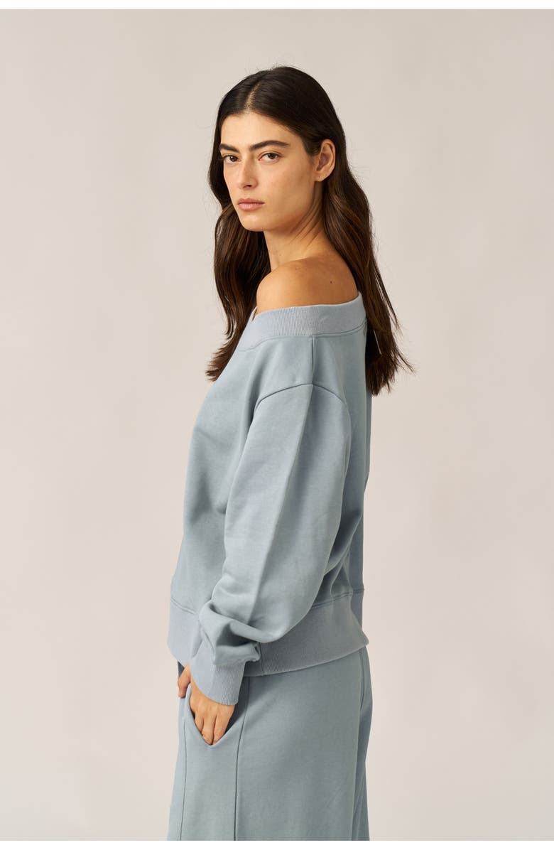 Gottex Beach Life Cozy Coast Airport Off the Shoulder Sweatshirt, Alternate, color, Light-Blue