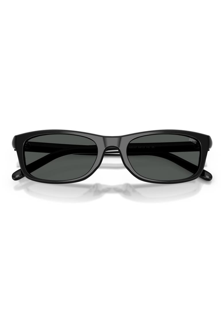 54mm Rectangular Sunglasses, Alternate, color, SOLID BLACK / SOLID BLACK