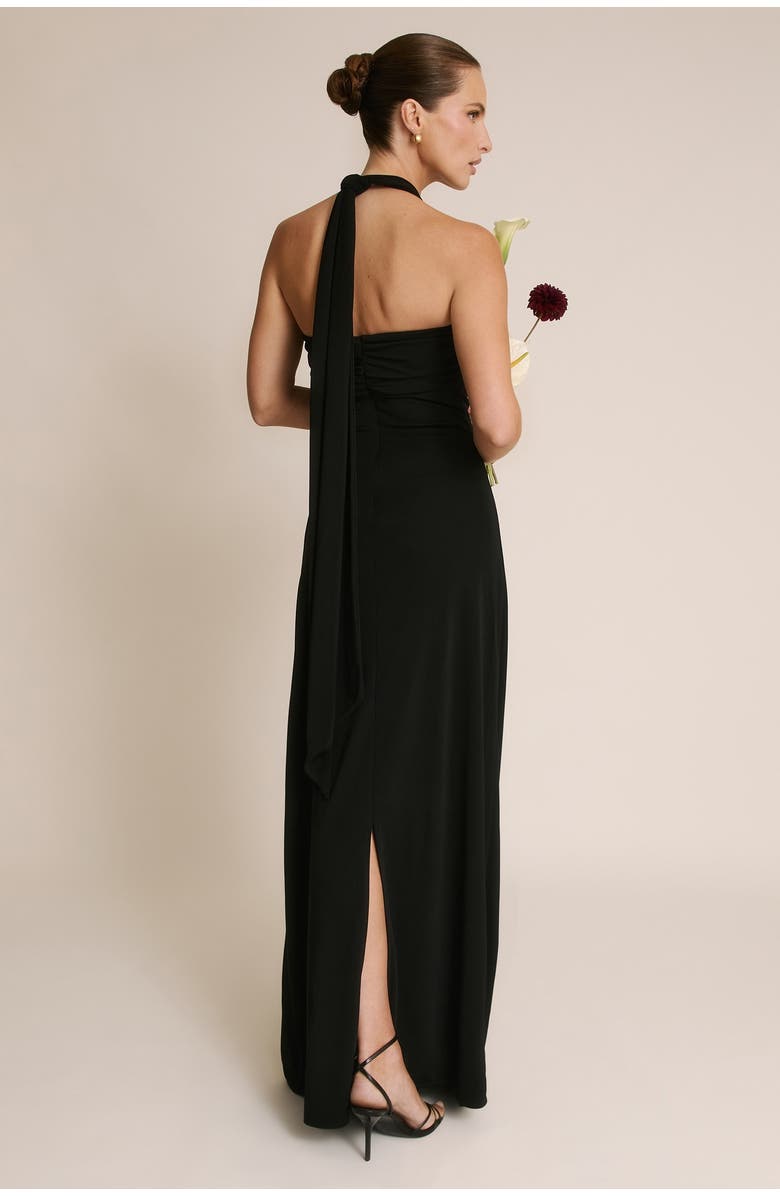 Six Stories Halter Neck Stretch Bridesmaid Dress, Alternate, color, Black