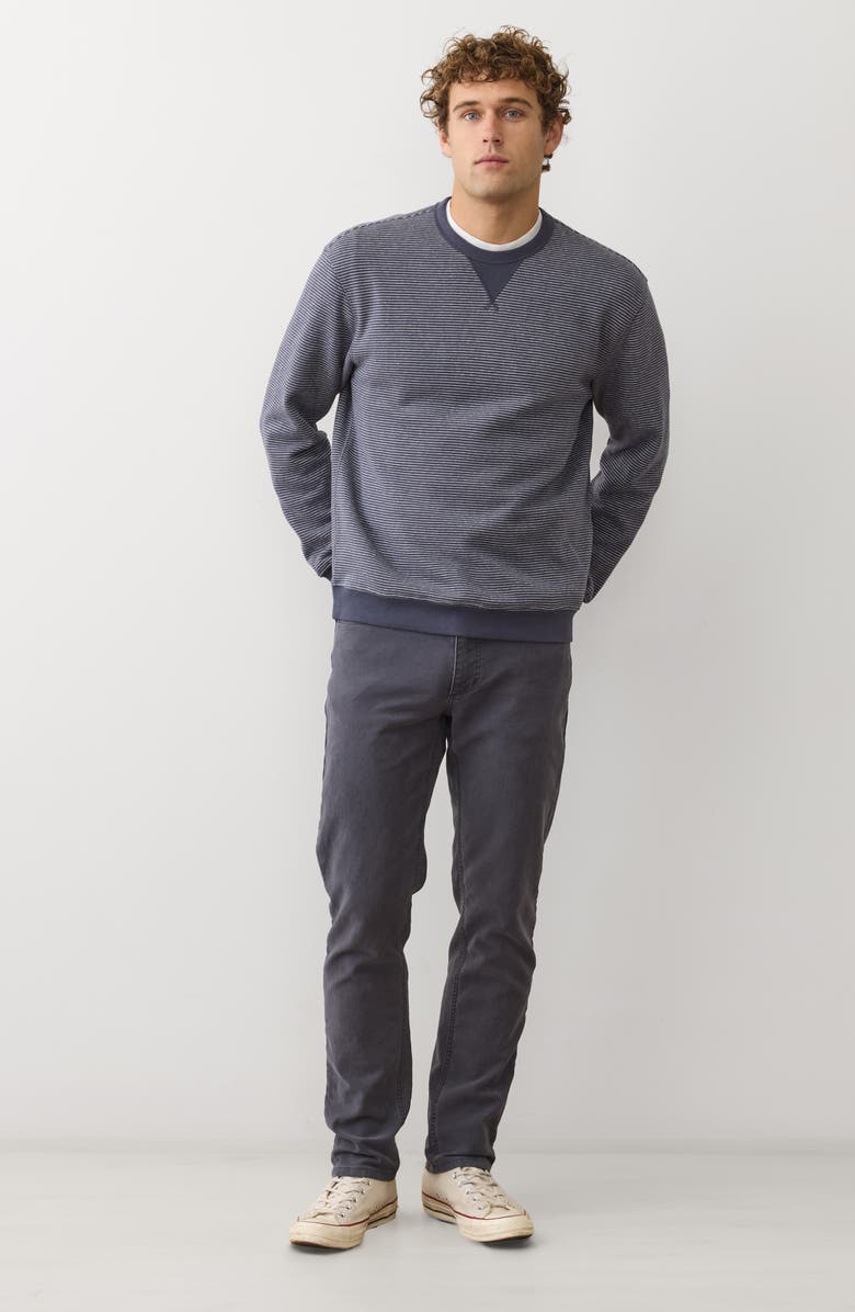 Marine Layer Cloud 9 Fleece Relaxed Crewneck Sweatshirt, Alternate, color, Navy Mini Stripe