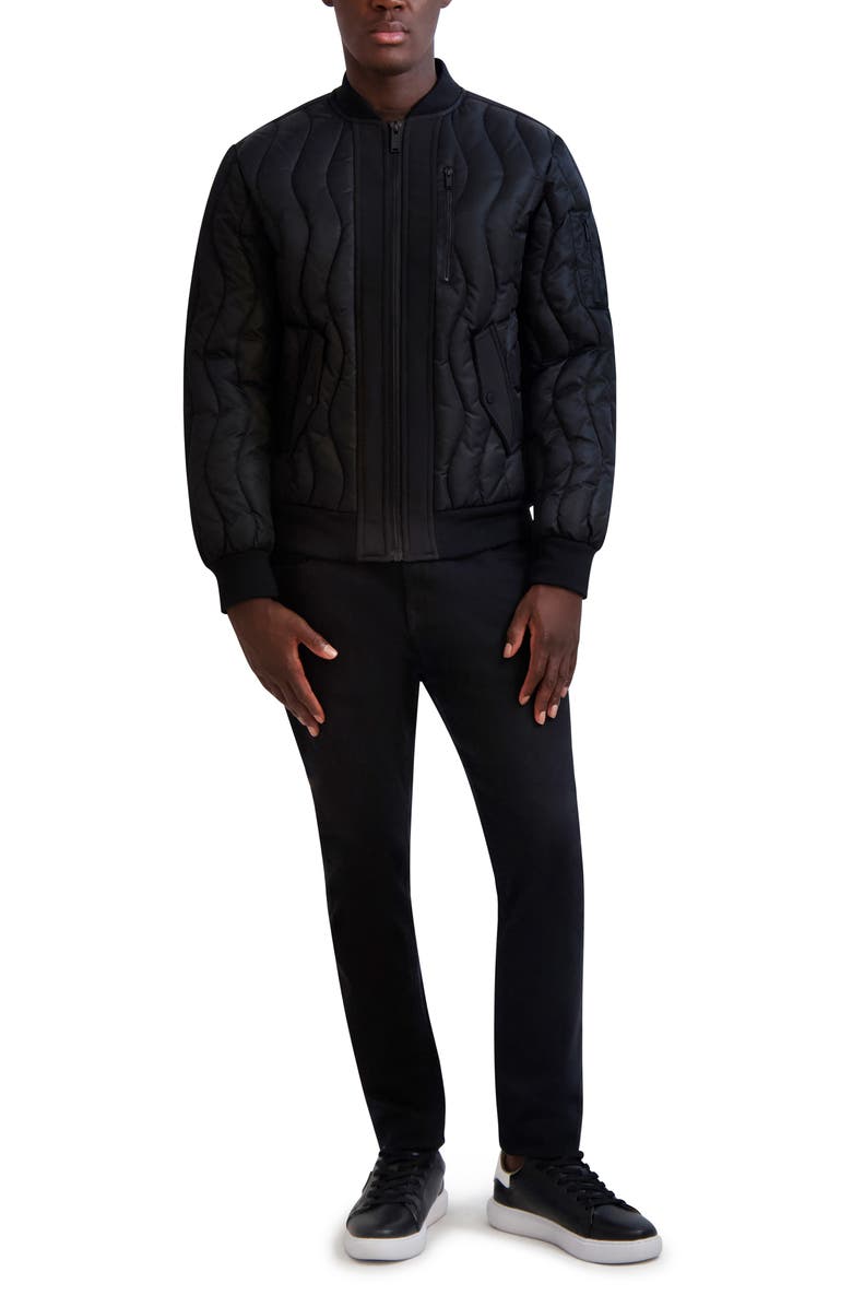 KARL LAGERFELD PARIS Wavy Quilted Bomber Jacket, Alternate, color,