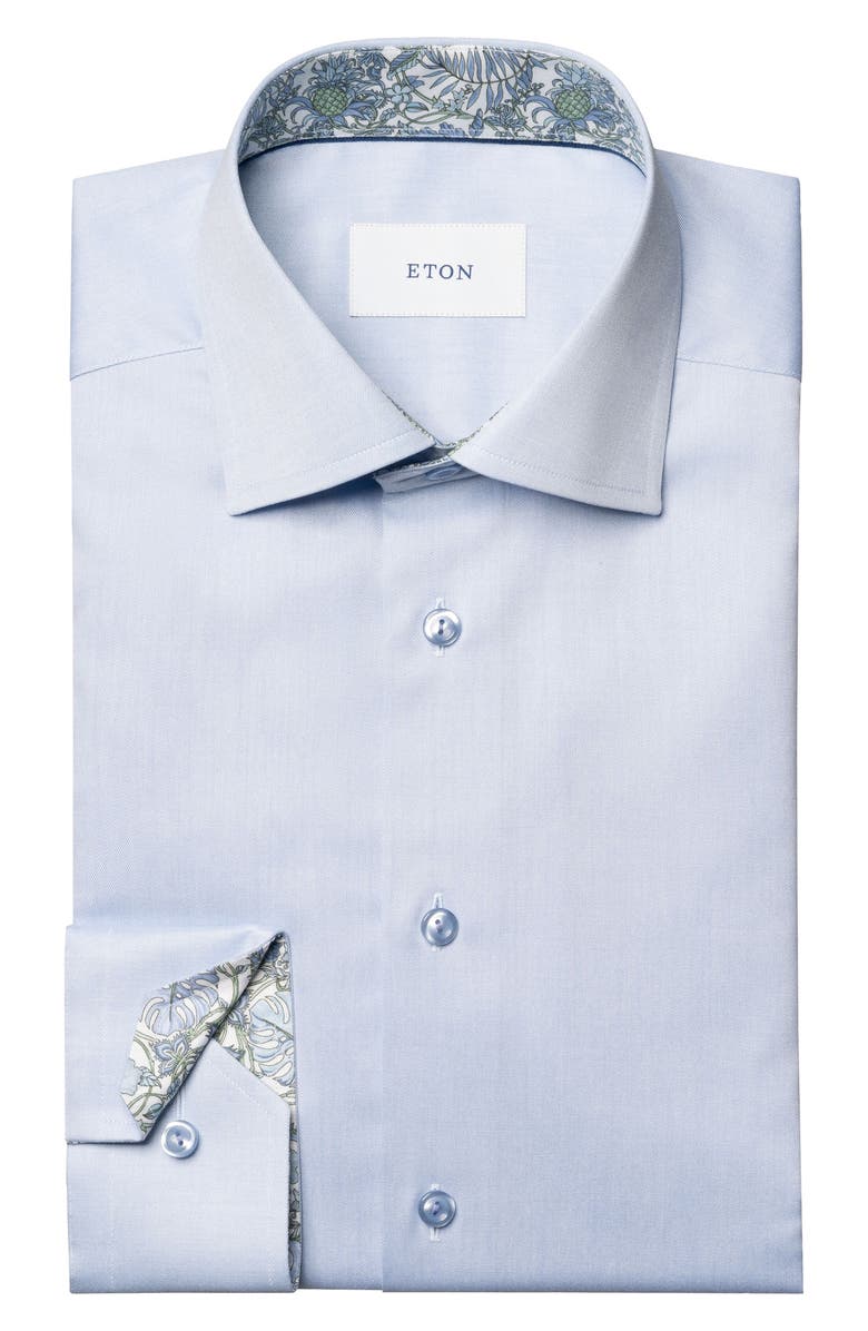Eton Slim Fit Twill Dress Shirt, Alternate, color, Light Blue