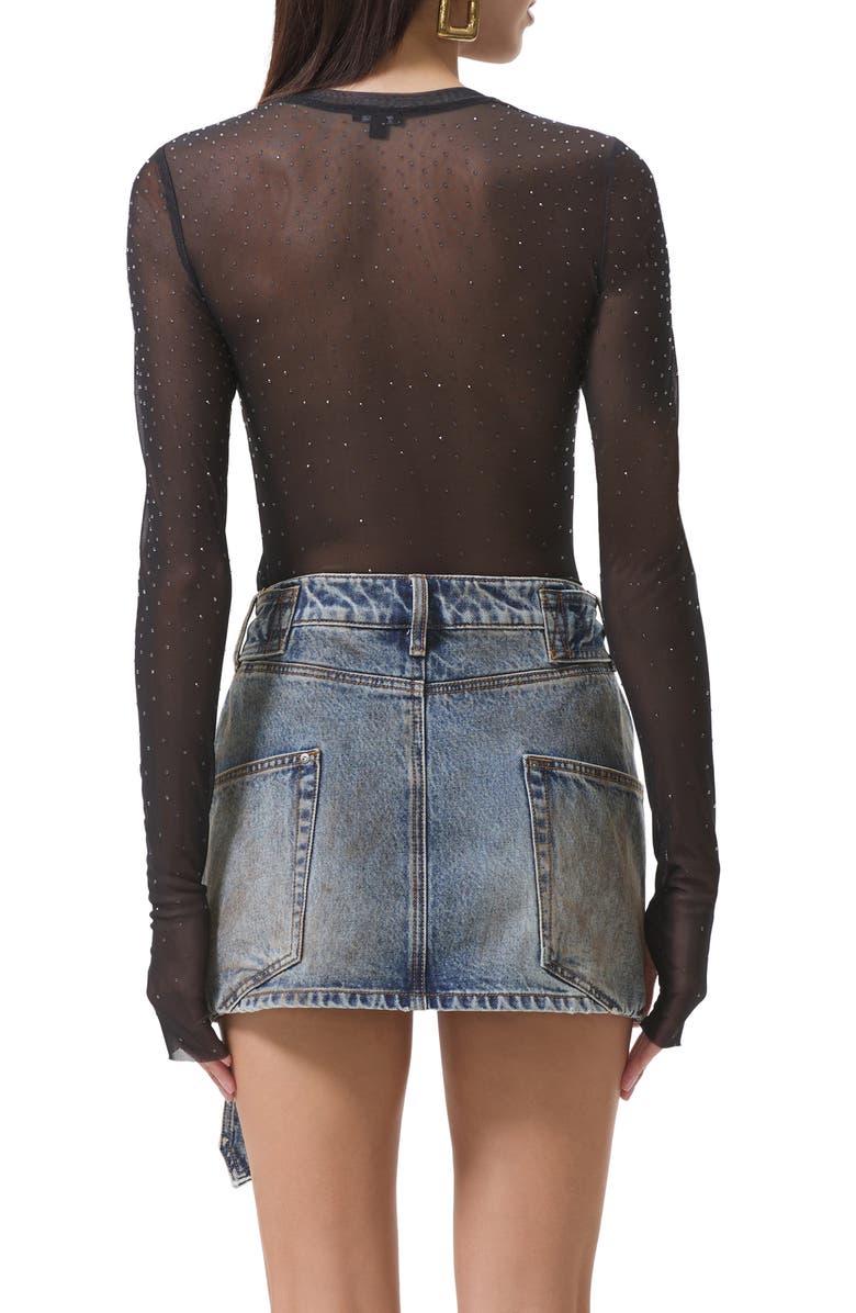 AFRM Kaylee Dew Drop Printed Long Sleeve Mesh Top, Alternate, color, Black Cat