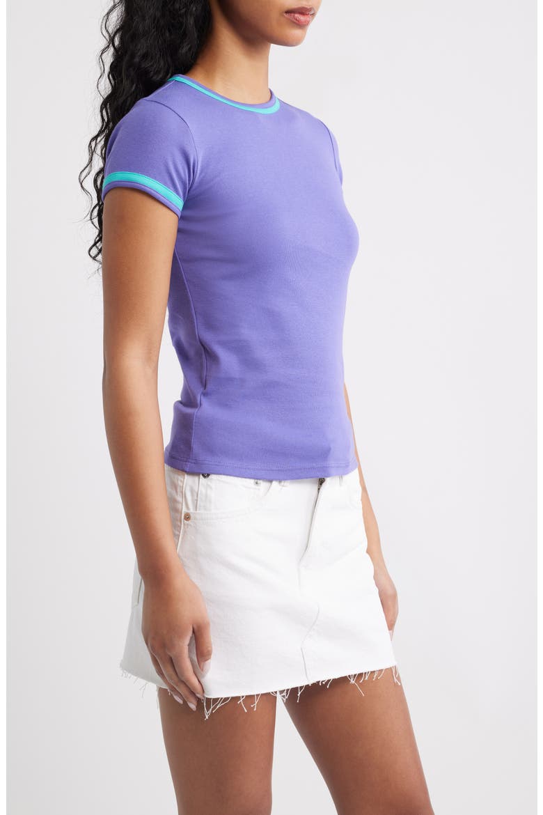 Everyday Contrast Trim Cotton T-Shirt, Alternate, color, PURPLE